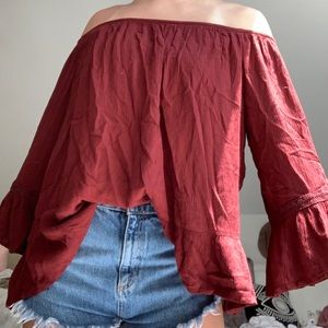 dark red blouse/shirt